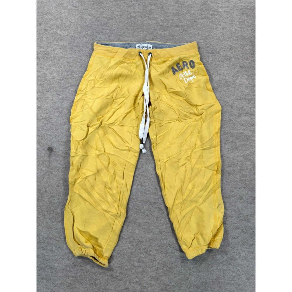 Aeropostale Jogger Sweatpants Women Medium Yellow Aero Athletic Dept Embroidered